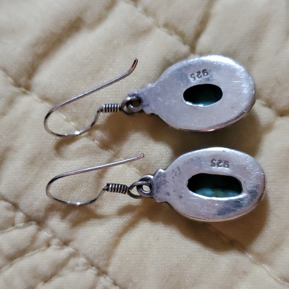 925 Turquoise Oval Earrings - Picture 2 of 3